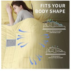 Weighted Blanket for Adult,20lbs, Yellow NEW