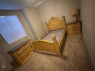Traditional Brown Wood Twin Bed Frame with Headboard & Footboard