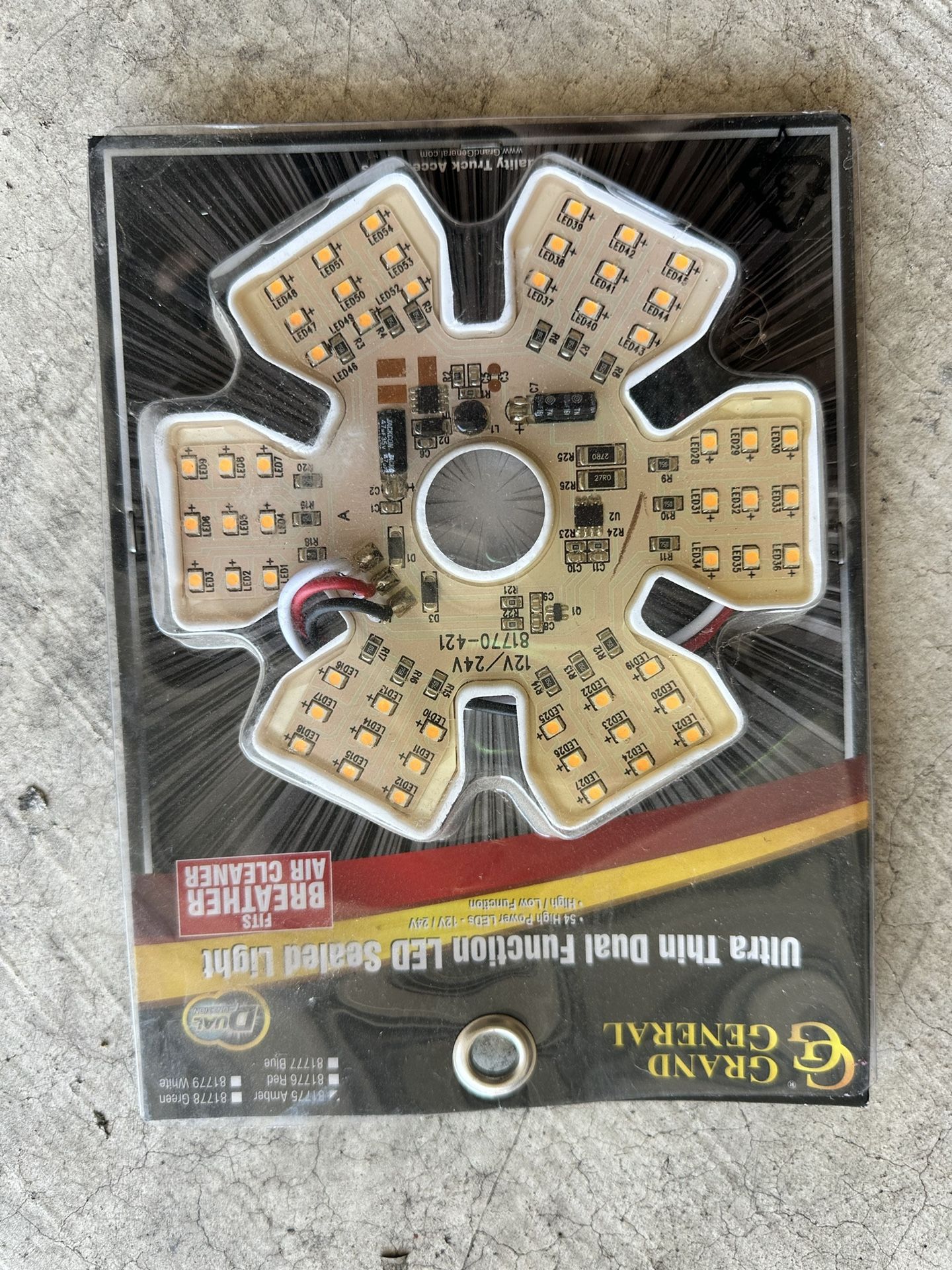 GG Grand General 81776 Red Ultra-Thin Hex Style Dual Function Interior LED Light (for Trucks, Trailers, RVs', Campers