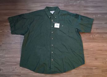 NWT Tri-Mountain Men's 3XL Short Sleeve Button Down Shirt Dark Green Workwear