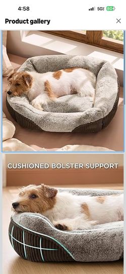 Bedsure Washable Dog Bed Small Medium Size Dog - Rectangle Fluffy Plush Pet Bed Puppy Bed, Comfy Corduroy Fleece and Nonskid Bottom,25x21x7inches,Suit