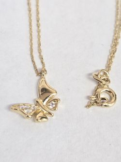 14kt Gold Butterfly Necklace 16"