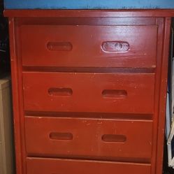 Red dresser. Only ten dollars. Good condition. Just need the money. 