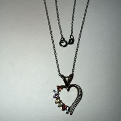 Heart Shaped Necklace With Gems And Accents