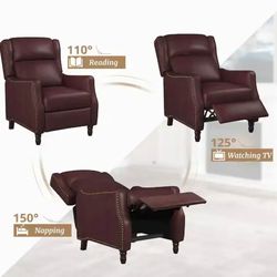 Genuine Leather Recliner Chair Arm Chair with Nailhead Trim