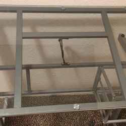 Adjustable Drawing Desk Rolling Drafting Table Glass Top Durable Portable Convenient Design