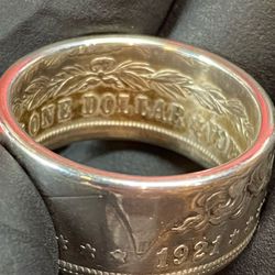 Rare Hand-Forged 90% Silver 1921 Morgan Dollar Coin Ring – Size 11.25