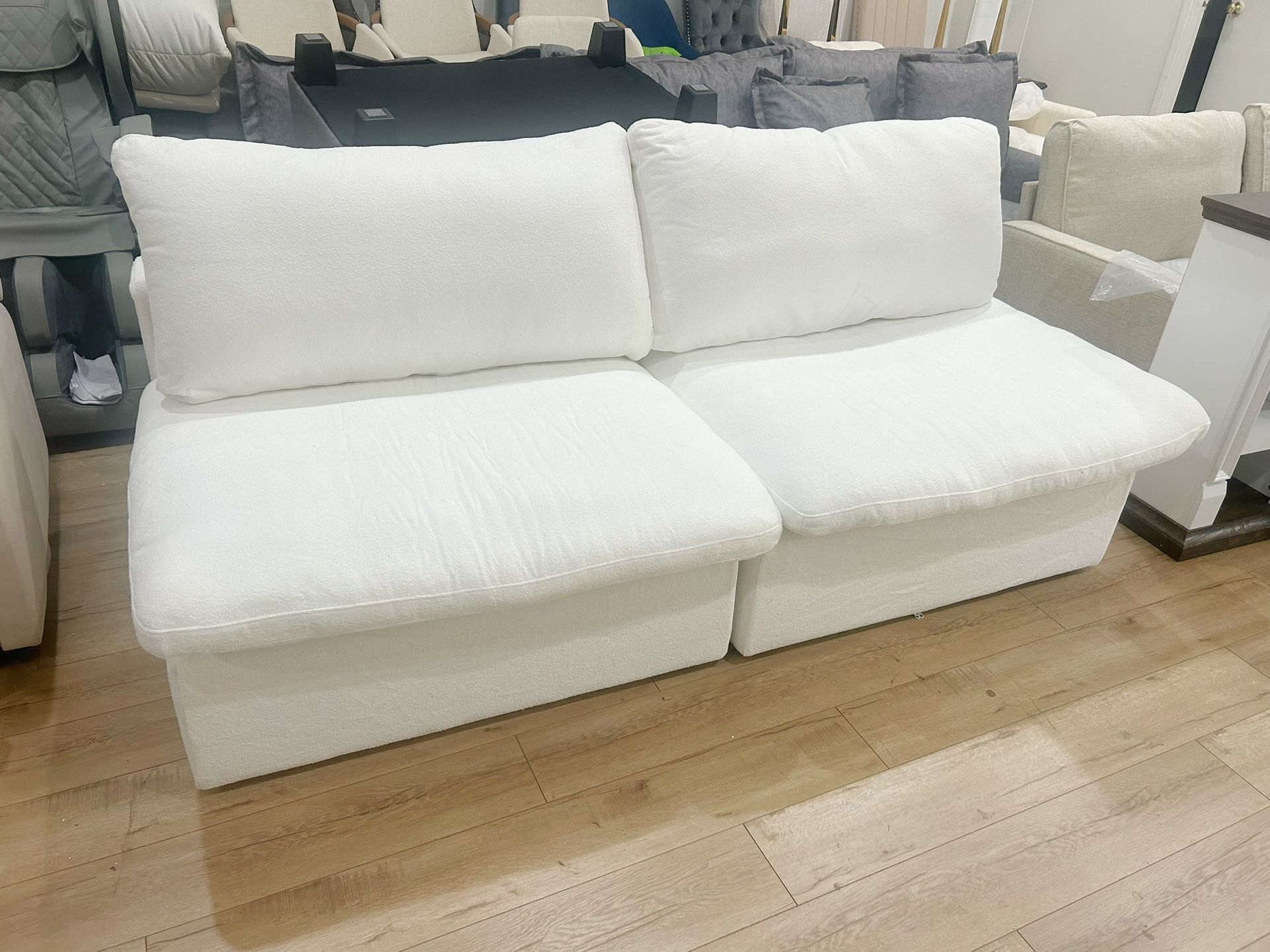 Set of 2,Cloud Modular Sectional Sofa with Thick Cushion, Convertible Couch Deep Seat Couches for Modern Living Room Sofa Sets (White)