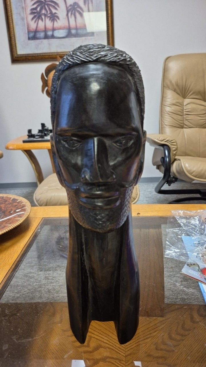 African Head Statue Hand Carved