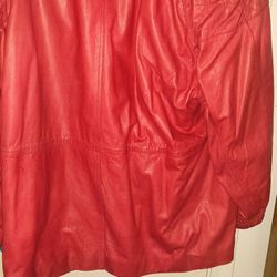 3 X  Red Leather Jacket With Hoodie 