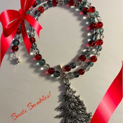 Christmas Tree Beaded Necklace