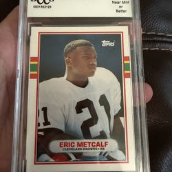 1989 Eric Metcalf Topps Rookie (RC) Card #50T Graded NM 9 By Beckett BCCG