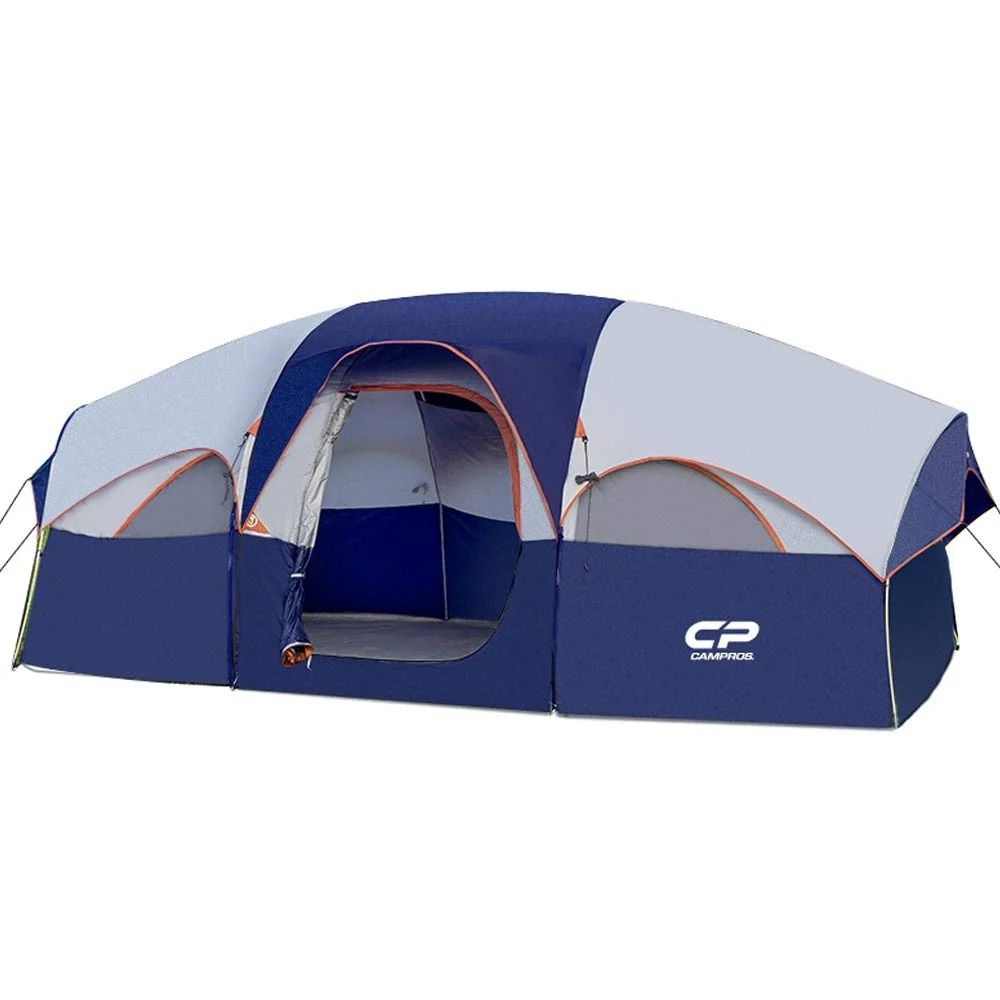 8 Person Camping Tents, Weather Resistant Family Tent, 5 Large Mesh Windows, Double Layer, Divided Curtain for Separated Room