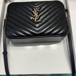 Lou Medium YSL Camera Bag with Pocket in Quilted Leather