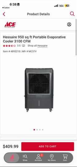 Hessaire 950 sq ft Portable Evaporative Cooler, 1 Month old