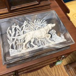 Incolay Stone Hunting Dog Jewelry Box