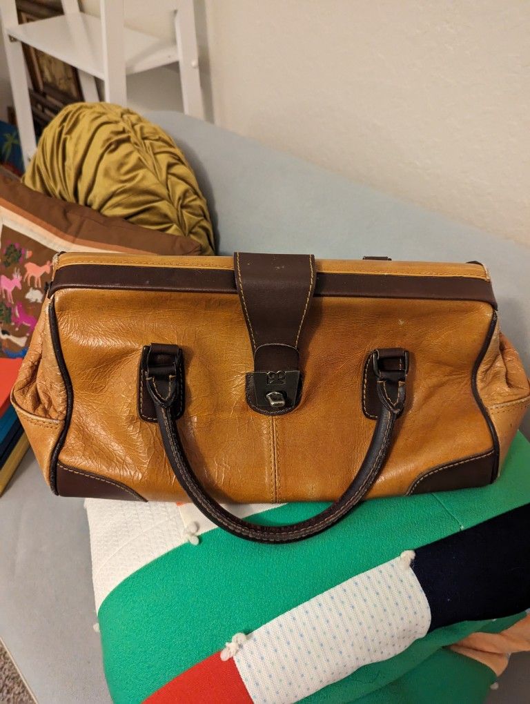 Vintage Leather Purse, Doctor's Bag, Valise