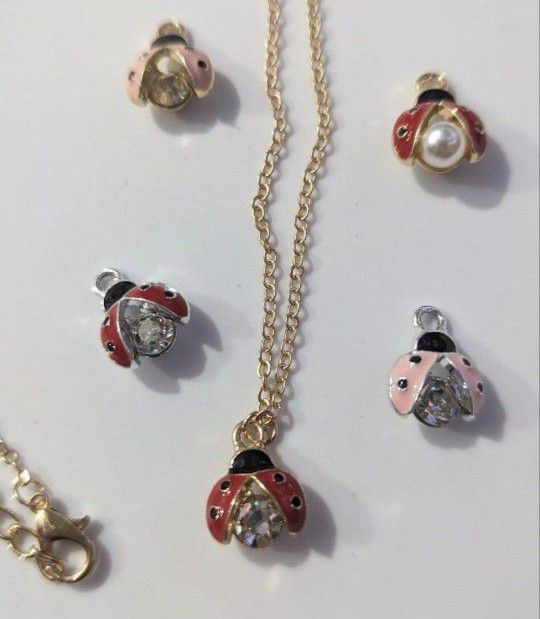 homemade ladybug necklace lady bug charm handmade jewelry