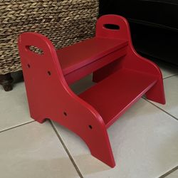 IKEA Trogen Red Sturdy Wide Wood Step Stool