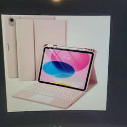 Light Pink Keyboard Case For iPad A16 10th And 11th Generation, Detachable 7 Color Backlit Keyboard