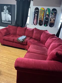 Red Microfiber Sectional Sofa