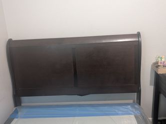 Full -size Wooden Sleigh Bed Frame & Box Spring (No Mattress)