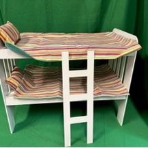 New, Firm, Badger Basket Toy Doll Bunk Bed with Multi Color Striped Bedding, Ladder