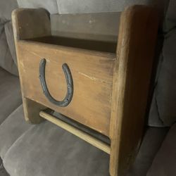 Wood Mail Holder, Paper Towel Holder Horse Shoe On front. Rustic Style from Mexico