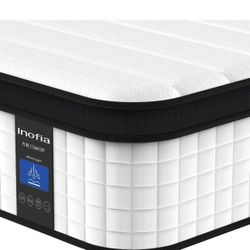 Inofia Twin Mattress, 12 Inch Hybrid Innerspring Single Mattress Cool Bed with Breathable Soft Knitted Fabric Cover