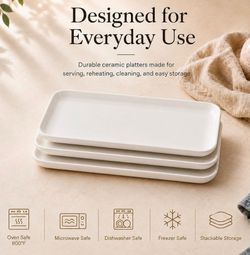 White Porcelain Rectangular Serving Platters