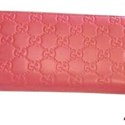 The Gucci Guccissima Pink Long GG Zip Wallet 
