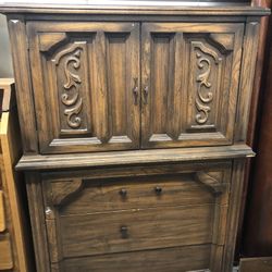 Five Drawer Solid Wood Vintage Dresser