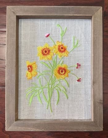 Spring Flower Embroidered Crewel Wall Art just $5