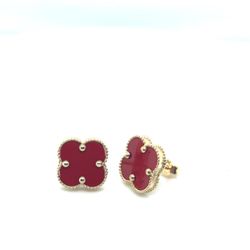 10kt Red Clover Studs Earrings