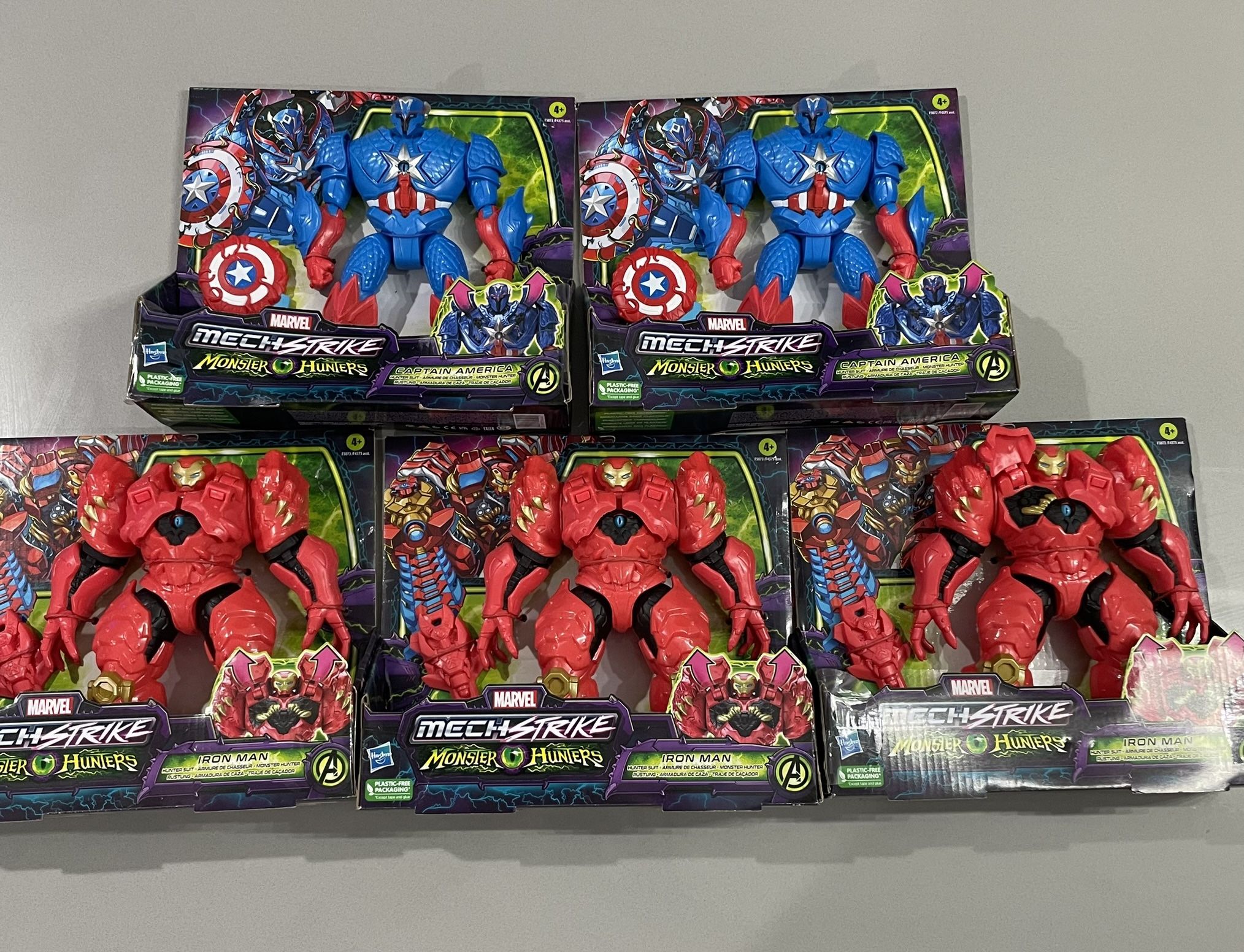 5 Marvel Mech Strike Monster Hunters Iron Man & Captain America 8" Action Figure