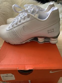 Nike Shox 318130 111 Athletic Training Running Shoes White Leather