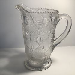 ANTIQUE EAPG NATIONAL GLASS CO. (BEATTY-BRADY GLASSWORKS) VENUS (ONM) AKA JEWL FESTOON WATER PITCHER