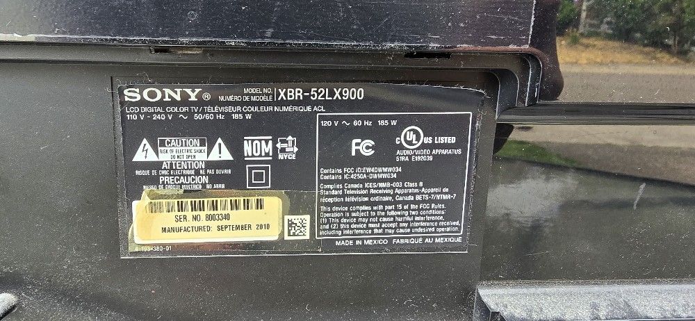 Sony Bravia Xbr-52lx900 3D Tv