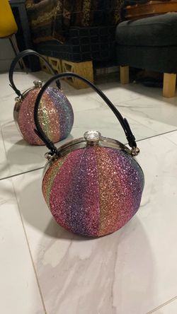 Disco ball, glitter, colorful purse