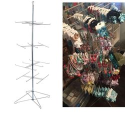 4-Tier Chrome Wire Spinner Rack (4 tiers - space 12 apart) - Rotating Jewelry Display Organizer