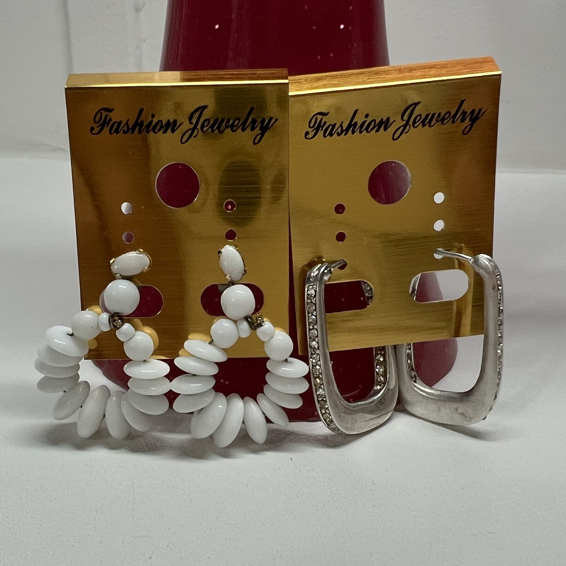 Vintage Milk Glass Earrings 2 pairs