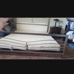 Cal King  Brushed Silver Headboard & Foot Frame OBO