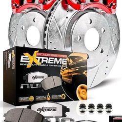  Rear Drilled and Slotted Brake Rotors Kit with Carbon