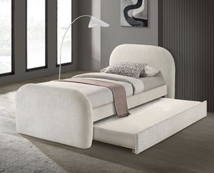TWIN BED WITH TRUNDLE IVORY 100% POLYESTER (F) $379  DELIVER AVAILABLE   
