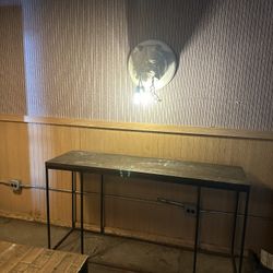 Rustic Slate Console Sofa Table – Concrete Top & Black Metal Frame