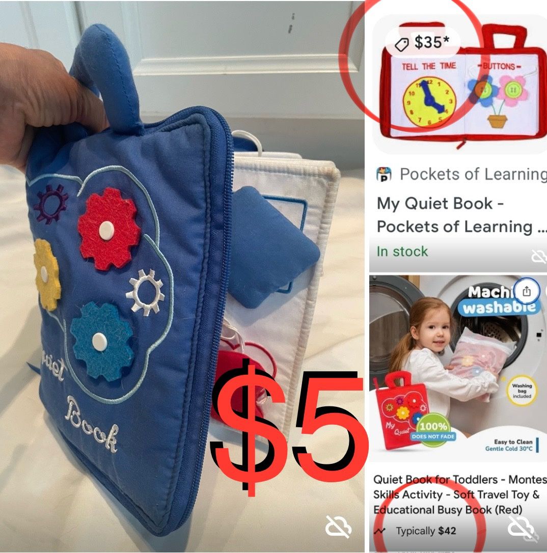$5 Montessori Quiet Book Development Motor Skills Educational Activity only fault is in the zipper look pics #8