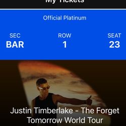 Justin Timberlake 1/23 Phoenix Show Stage B Bar Seats