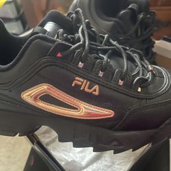 Black And Rose Hold Fila Sneakers