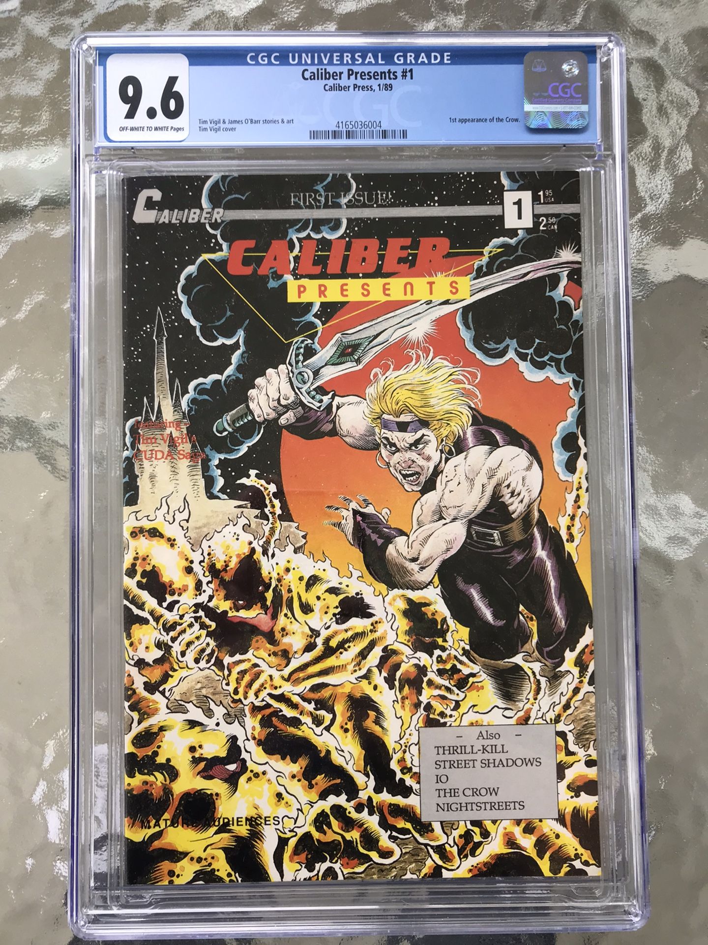 Caliber Presents #1 (1989) CGC 9.6 — O/w to White Pages; 1st The Crow app.