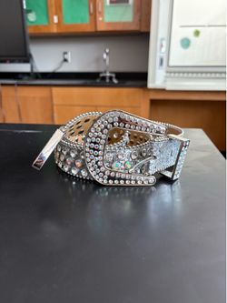 Silver and black rhinestone belt